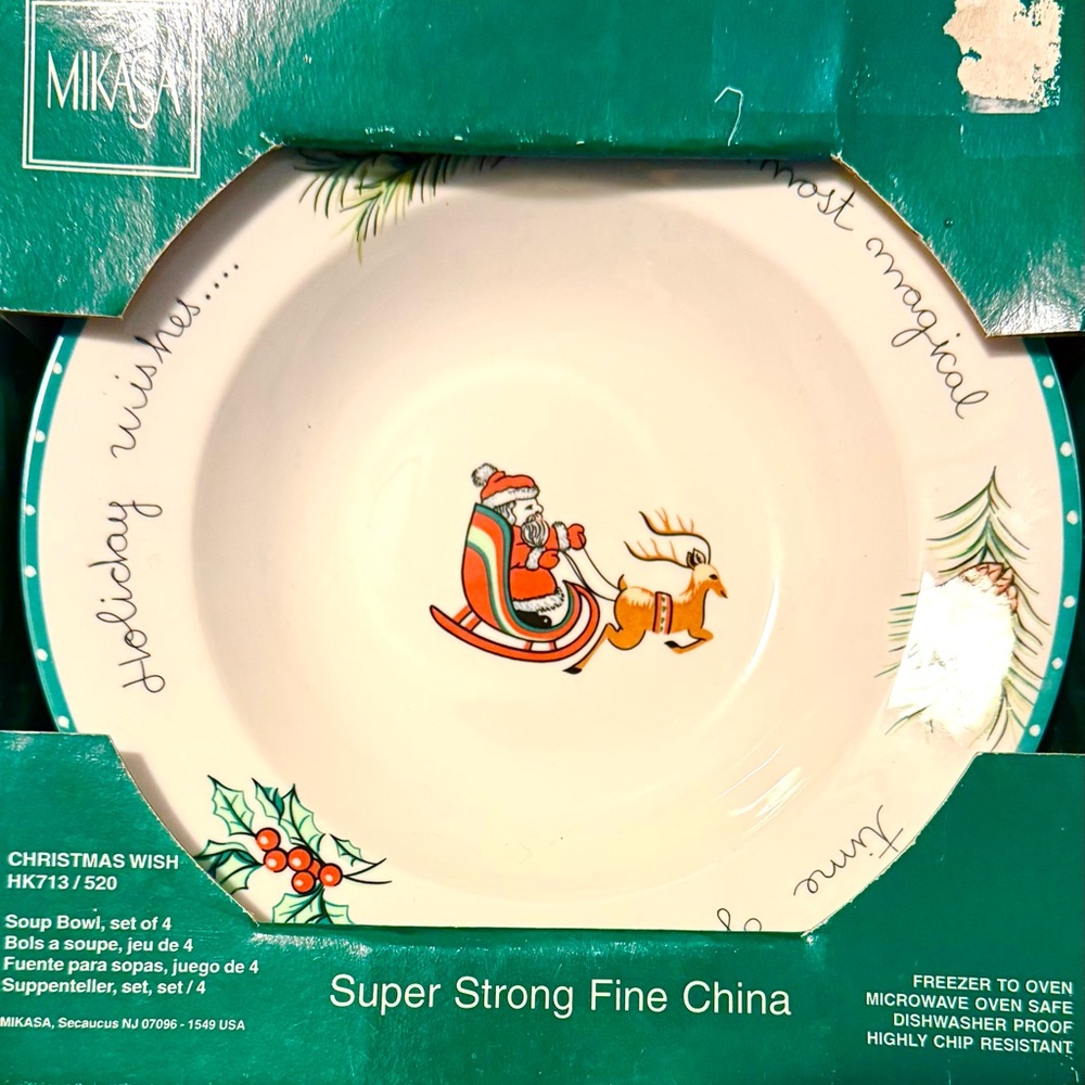Mikasa Christmas Wish china 8” china bowls (4)